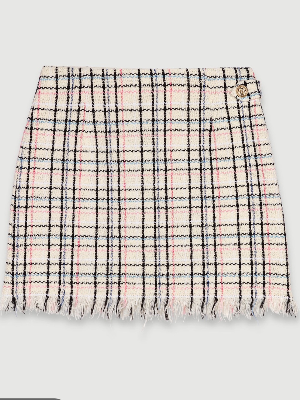 Maje Tweed Fringe Mini Skirt Preppy Academia 34 / XS